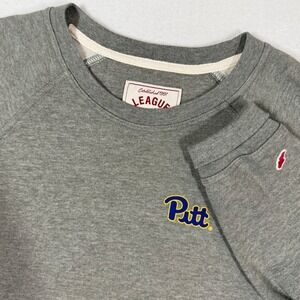 Pitt Panthers Womens Crewneck Sweatshirt Large League Gray Raglan Pullover